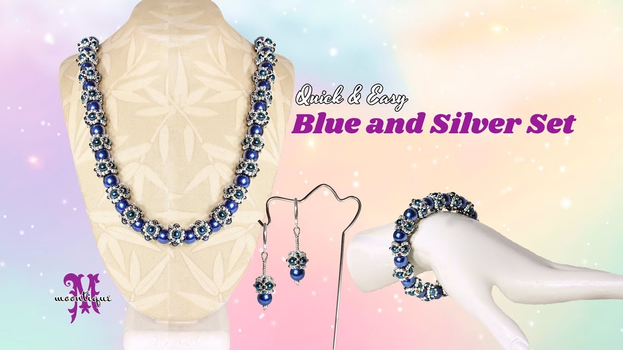 Beaded Blue and Silver Set