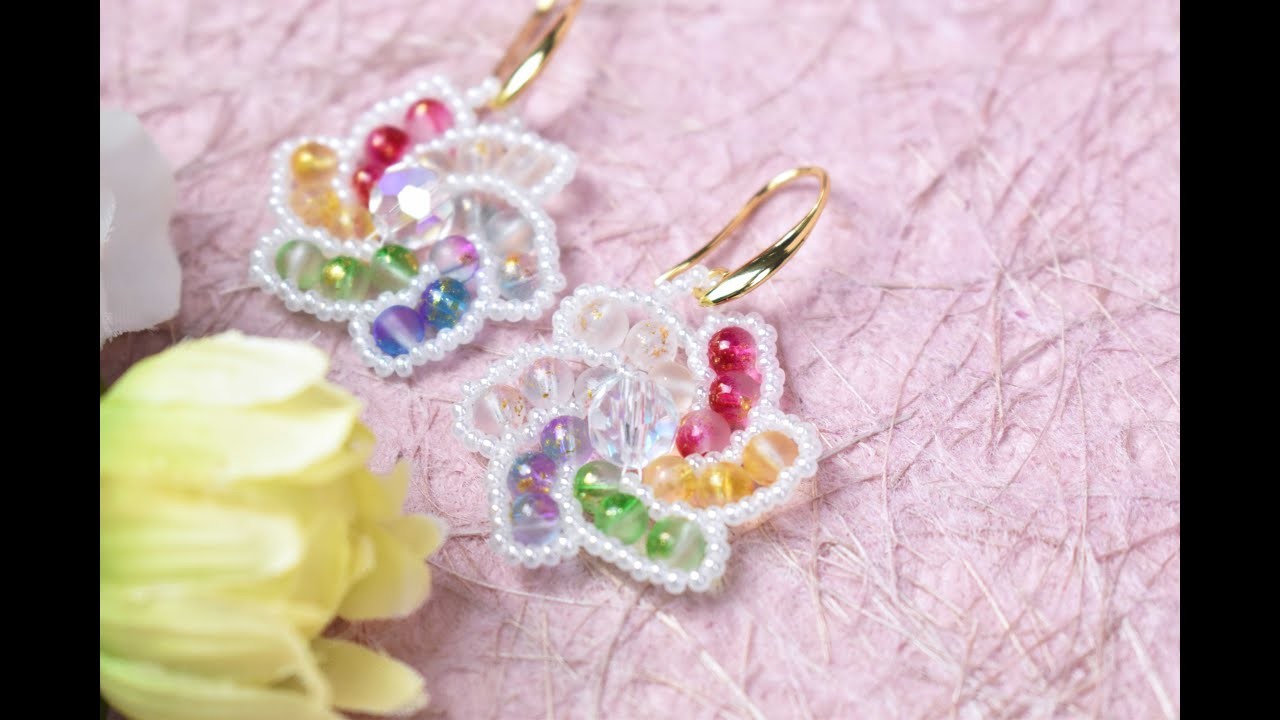 Colorful Flower Beaded Earrings with Glass Beads