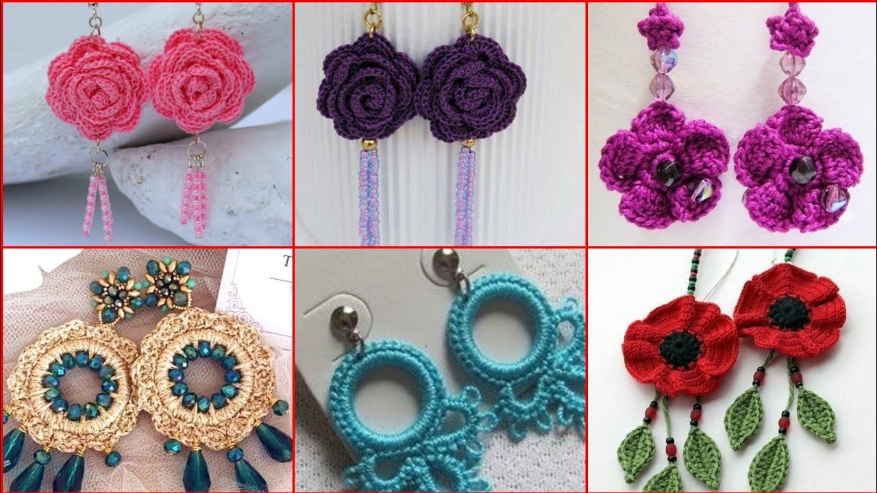 Crochet hoops designs | handmade crochet earrings | crochet earrings design ideas2023