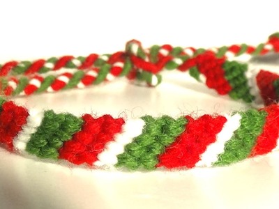 DIY Christmas Friendship Bracelet Tutorial, Candy Stripe Bracelet