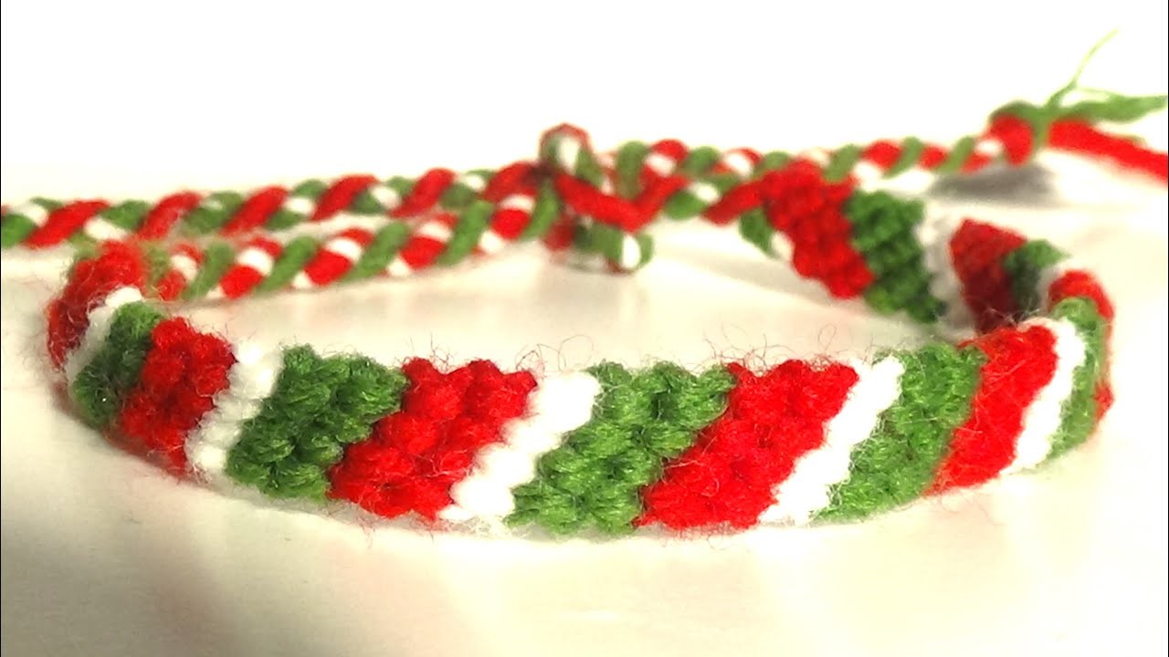 DIY Christmas Friendship Bracelet Tutorial, Candy Stripe Bracelet