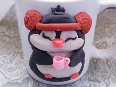 Diy little penguin mug decoration|polymer clay tutorial|happy New Year gift , decoration
