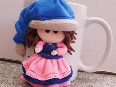 Doll on mug|polymer clay tutorial|clay miniature art|art and craft|doll making|diy gift 2023