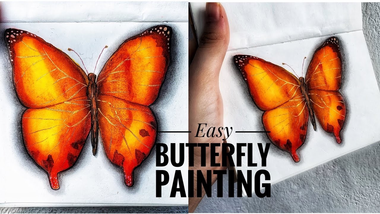 Easy Butterfly Painting | how to paint butterfly | easy artwork | beginners painting #art #viral