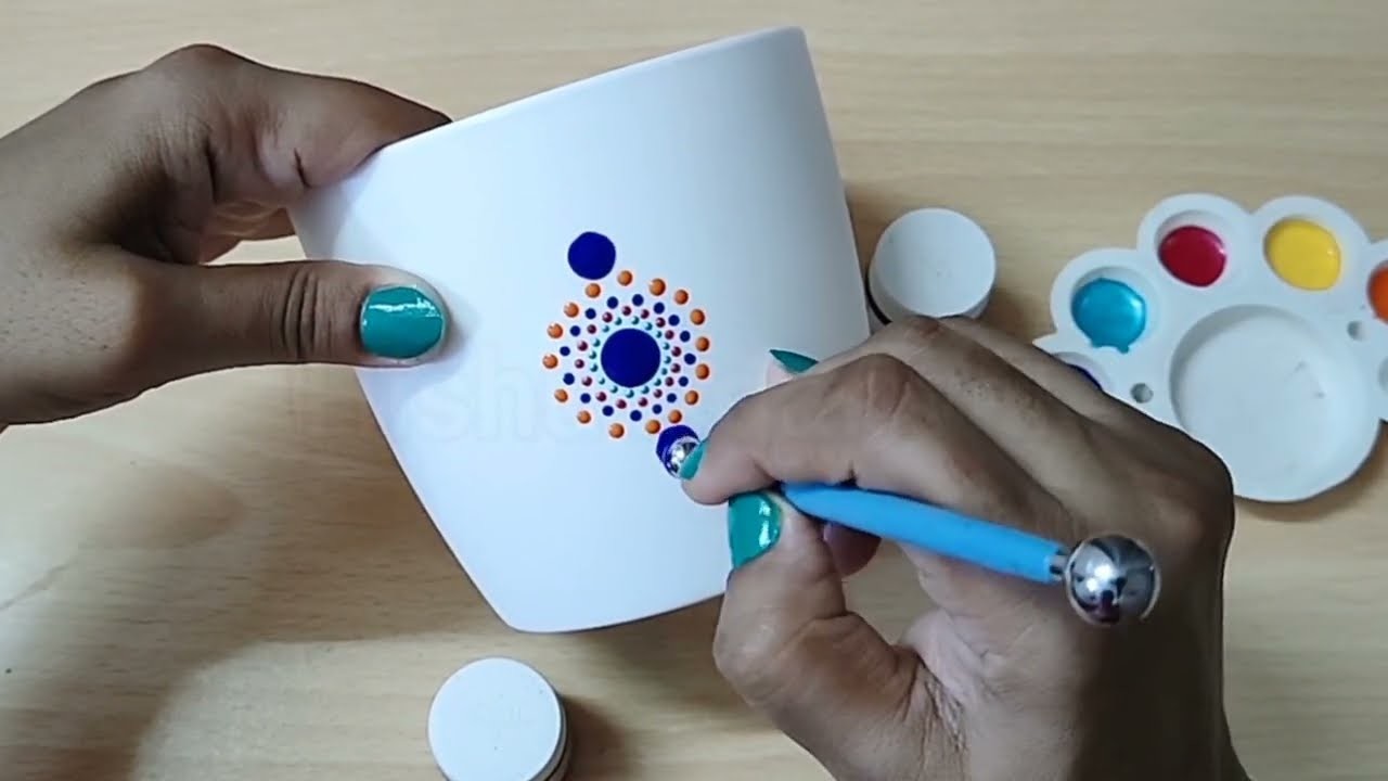 Easy Dot mandala Painting For Beginners | How To Decorate Pot | Easy Garden Decor idea #diy #dotart