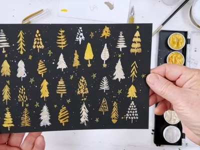 Festive Gold Trees for your home decor - Relax and paint while listening to gentle Christmas carols!