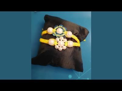 How to make a pearl bead flower motif bracelet