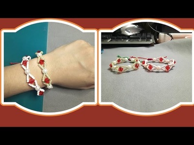 How to make a very easy thread bracelet with pearls