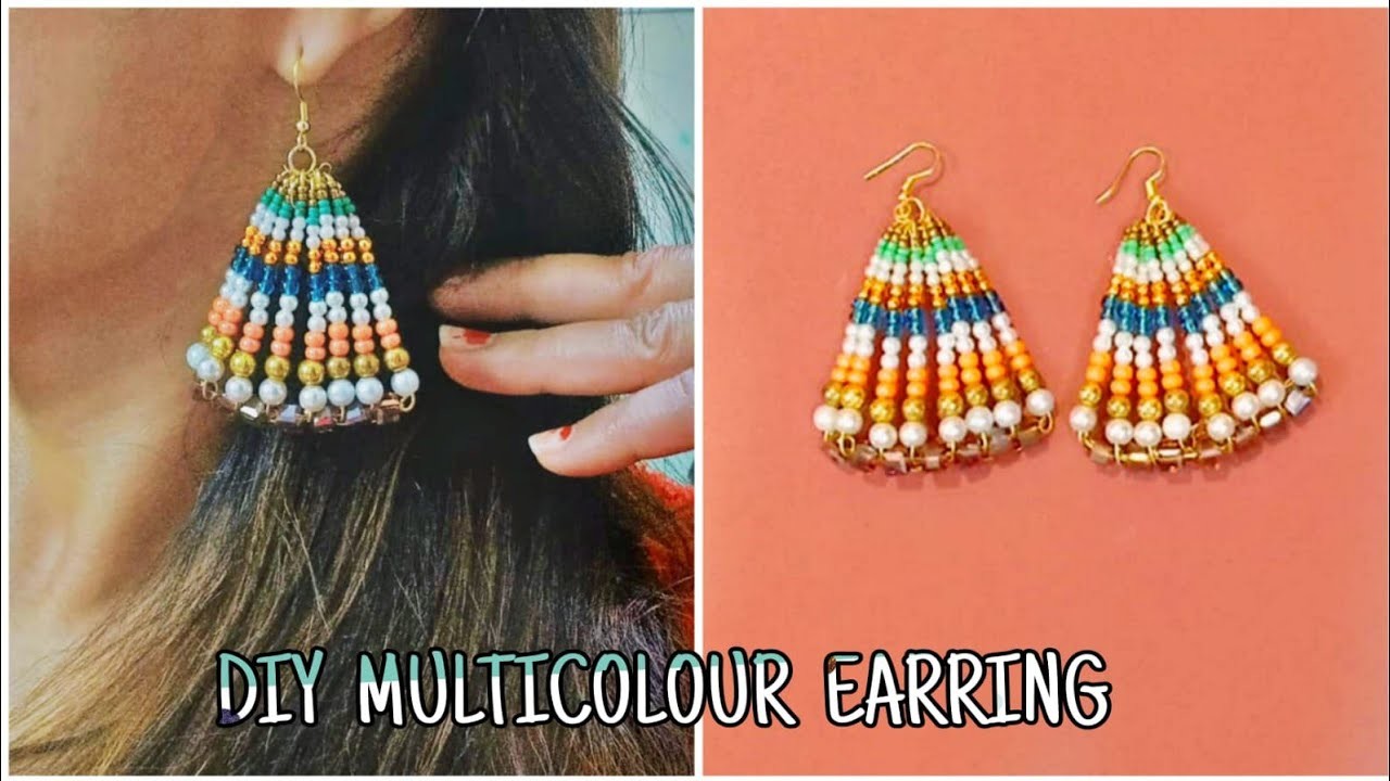 How to make party wear rainbow???? earrings at home #artsykamna
