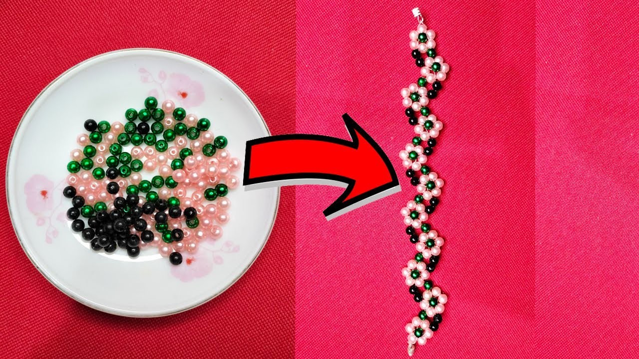 How to make tassel, pink, mixed with green and black with beads