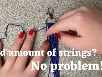 How to start a knotted keychain with an odd amount of strings -friendship bracelet tutorial