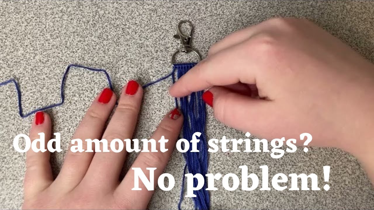 How to start a knotted keychain with an odd amount of strings -friendship bracelet tutorial