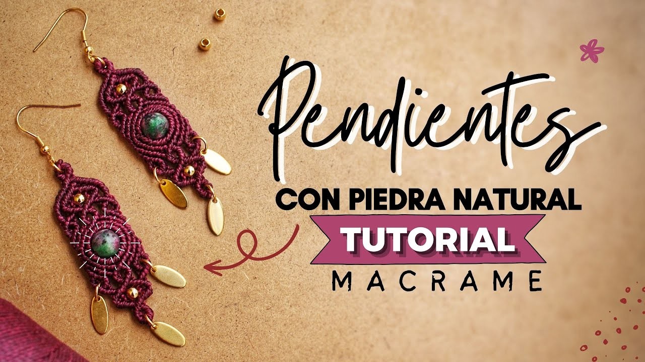 ???? PENDIENTES DE MACRAME CON PIEDRA ENGARZADA ???? Pendientes de hilo #14 | DIY Easy Macrame Earrings