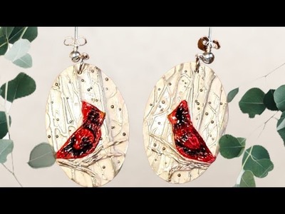 Polymer Clay Winter Theme Earring tutorial Day 1 - Cardinal