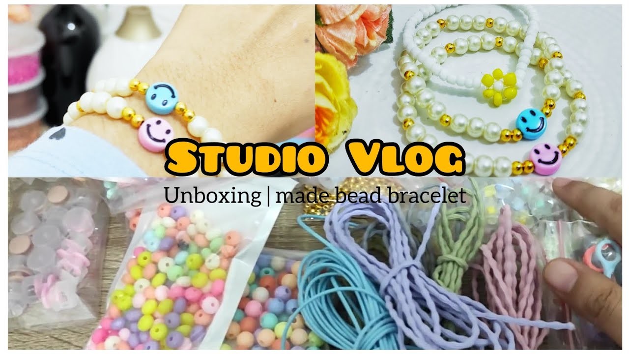 Studio vlog l shopee haul manik-manik k-pop idols l unboxing l diy beaded bracelet l small business