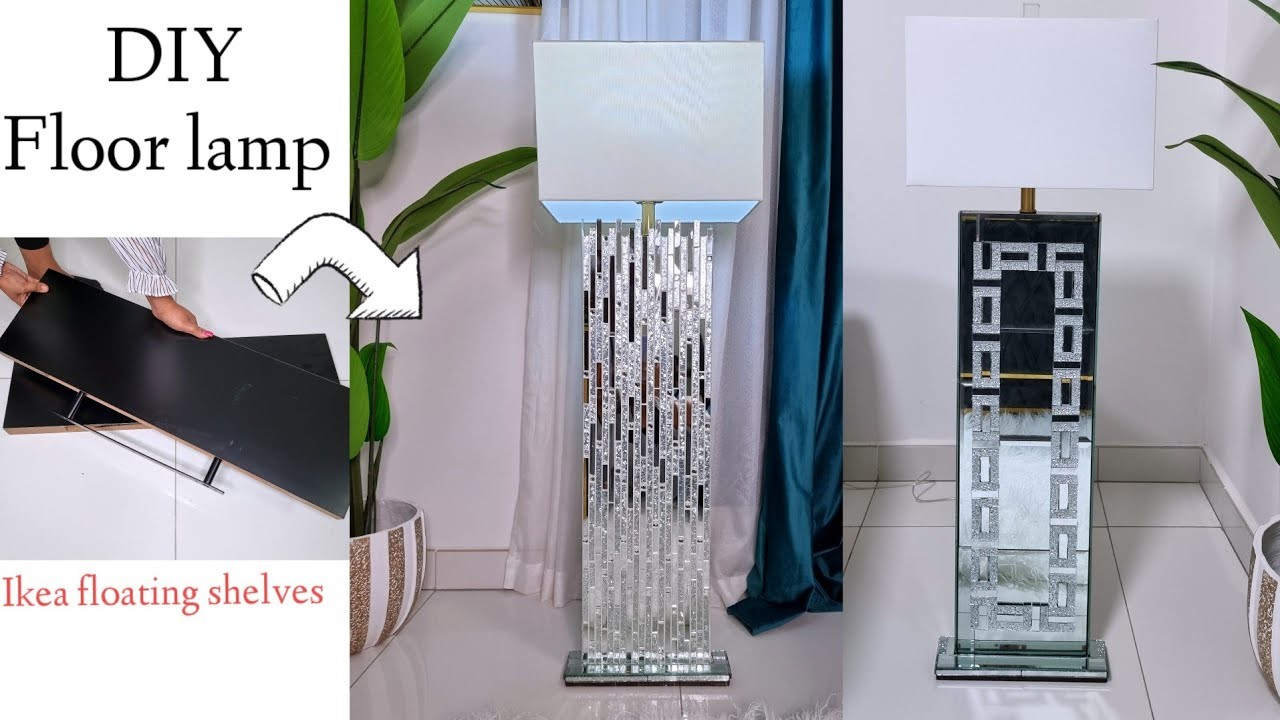 2 SIMPLE WAYS! I used TO MAKE FLOOR LAMPS using IKEA FLOATING SHELVES!