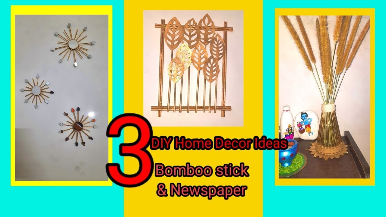 3 DIY Home Decor Ideas.Bomboo stick and Newspaper Craft.Easy DIY Ideas. .