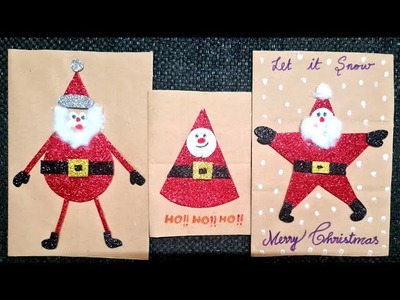 3 Easy Santaclaus crafts| Santa crafts using paper| easy DIY Christmas Craft using paper| Kidzee art