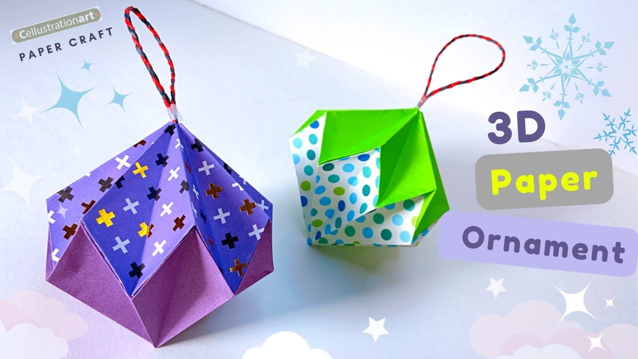 3D Paper Ornaments | DIY Christmas Paper Ornaments | Origami Crystal | Origami diamond Ornaments