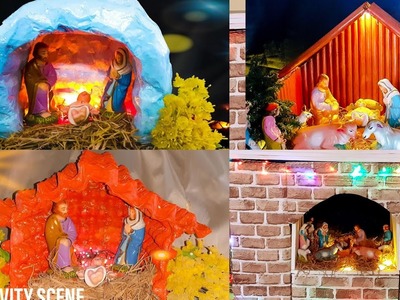 4 diy christmas nativity scene making ideas using waste.christmas crib making.pesebre navidad ideas