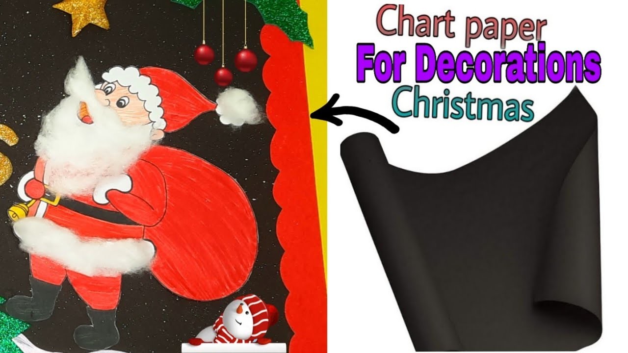 Christmas decorations on chart paper.chart paper decoration ideas.Christmas chart paper decoration