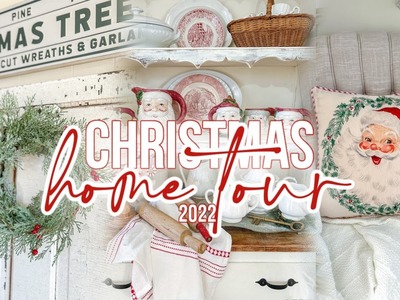 CHRISTMAS HOME TOUR 2022! ????VINTAGE WHITE COTTAGE CHRISTMAS DECOR HOME TOUR!