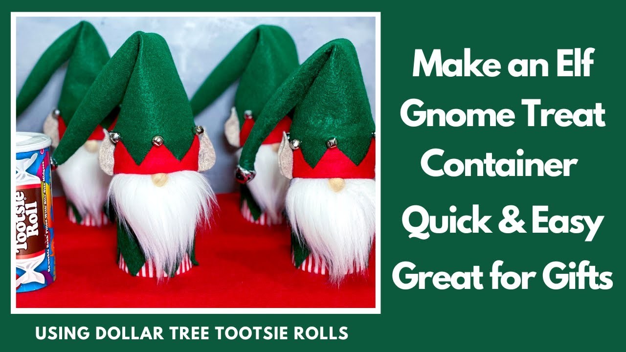 DIY Christmas Gnome Treat Holder Tutorial.No sew gnome.DIY Elf Gnome
