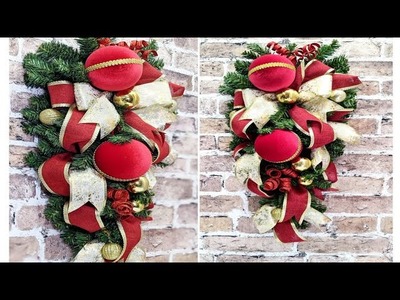 DIY Christmas Swag Wreath | High End Christmas Decorations | Teardrop door Swag ????