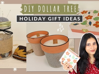 DIY DOLLAR TREE CHRISTMAS GIFTS - Pin Cushion Sewing Kit, Terracotta Pot Candles & Jewelry Box