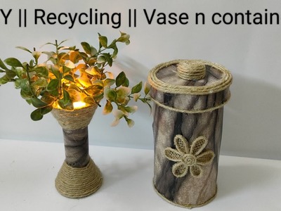 DIY || Jute Vase n container||Recycling bottles || Home decor #myeasycrafts