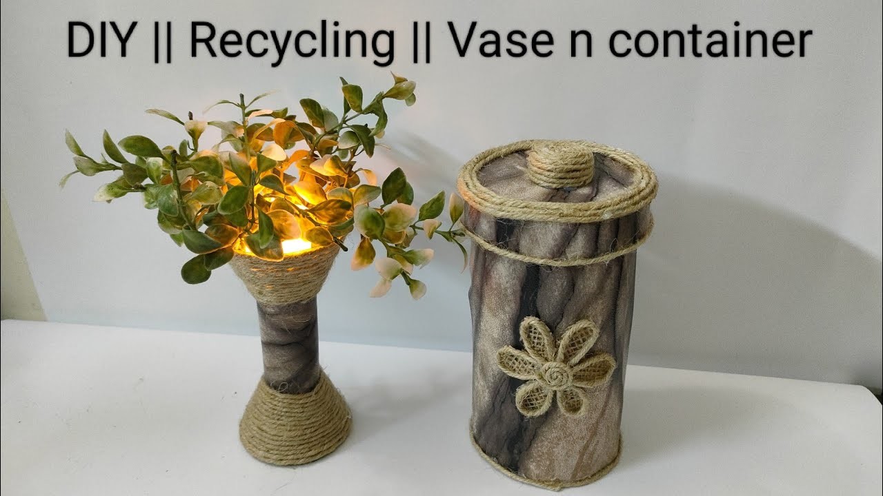 DIY || Jute Vase n container||Recycling bottles || Home decor #myeasycrafts