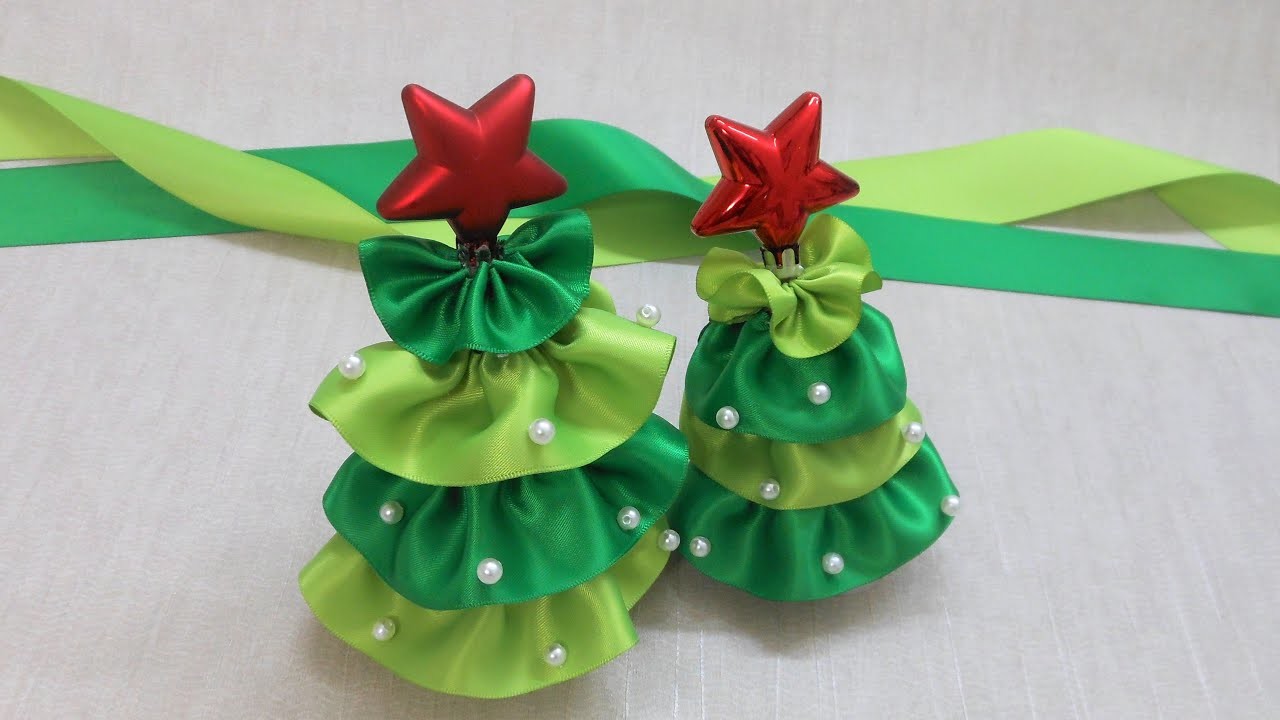 DIY Ribbon Flowers Christmas - How to Make a Ribbon Christmas Decoration – Christmas Tree Décor