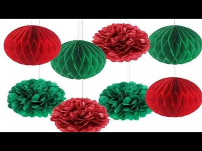 Easy christmas decoration.Easy paper ball.paper garland.birthday party decoration idea.