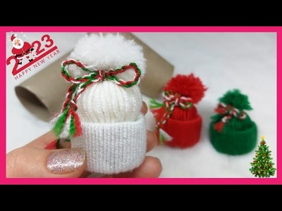 EASY????DIY|Christmas Decoration İdeas From YARN and CARDBOARD|Mini Hat-Kartondan Mini Şapka Yapımı