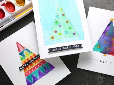 ???? EDITED REPLAY - Holiday Card Series 2022 Day 19 - 3 Tree Cards Using Minimal Supplies