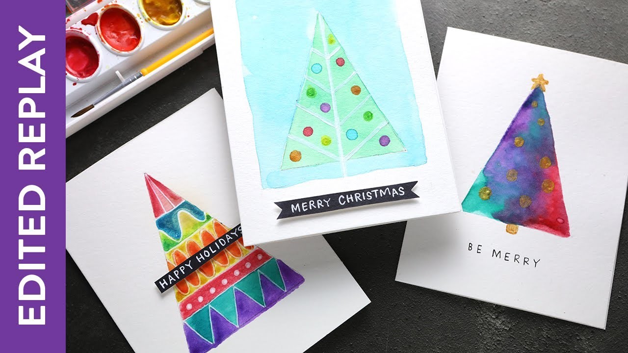 ???? EDITED REPLAY - Holiday Card Series 2022 Day 19 - 3 Tree Cards Using Minimal Supplies