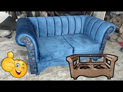 How to make blue velvet sofa simple design step by step full process