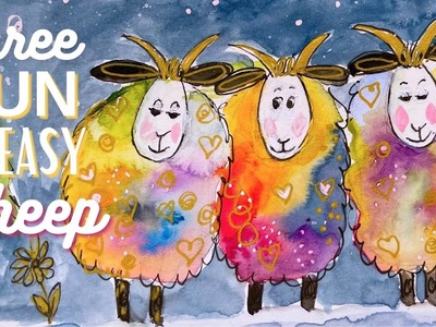 Paint Three Fun & Easy Watercolor Sheep with me! - Christmas Card or Gift Tag Tutorial for Beginners