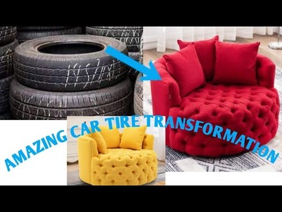 Recycling Design Ideas From Old Car Tires. See How She Used Old Tires To Make A Sofa