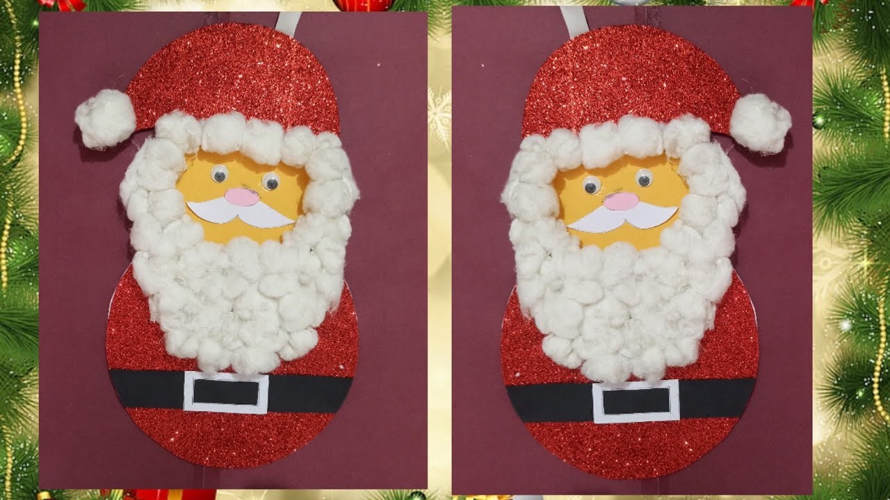 Santa Claus Wall Hanging from CD.Christmas Decoration Ideas.DIY Santa Claus.How to make Santa Claus