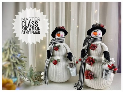 Snowman Gentleman in hat Christmas New Year DIY HandMade