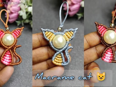 Tutorial - Cute Macrame cat. Kitty keychain, Amazing gift for your love ones