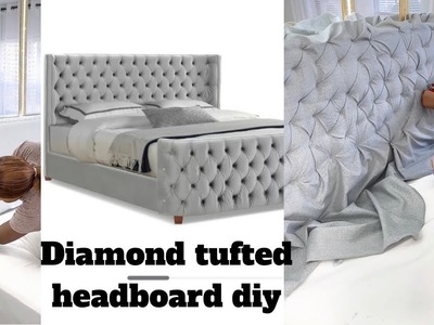 Zgalleria diamond tufted headboard diy,theirs $1604 mine $97.00#diy #headboard #homedecor #beddesign