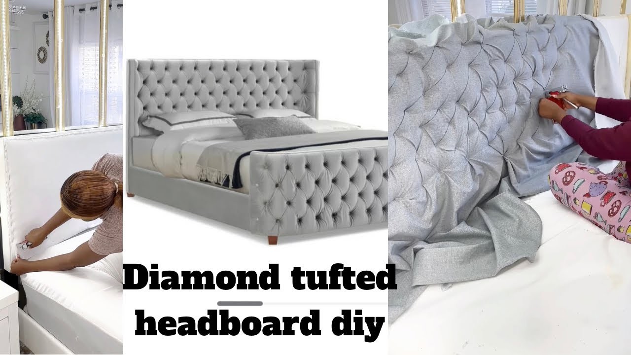 Zgalleria diamond tufted headboard diy,theirs $1604 mine $97.00#diy #headboard #homedecor #beddesign