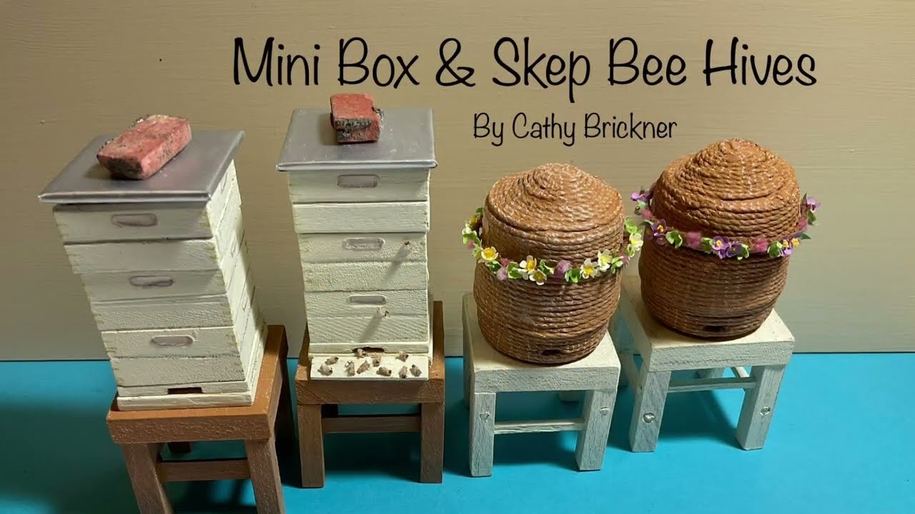 1:12 scale DIY Mini Box & Skep Bee Hives & beekeeper apiary tools & accessories