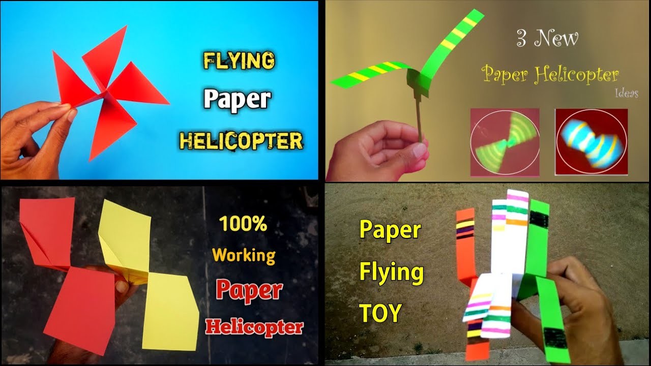 3 Paper Flying Helicopter | How to make Paper Helicopter easy