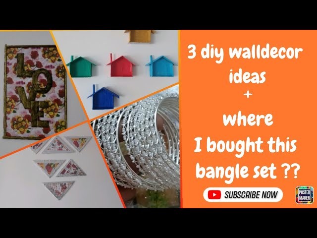 3 unique diy walldecor ideas | Cardboard craft | where I bought this bangle set | Honey Hours