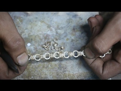 4 Ring Silver Making Bracelet Made. Silver Ring Chain Bracelet. AR Jewellery।