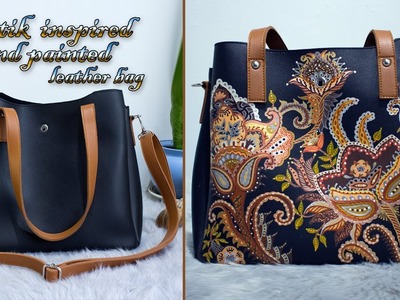 BATIK inspired hand painted leather bag | Timelapse process | Custom Painted bag
