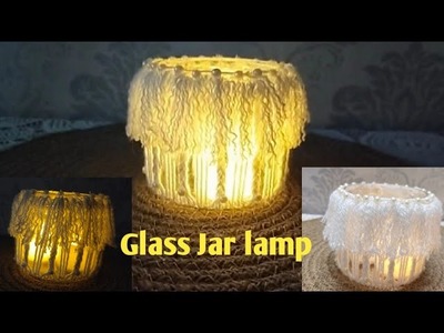 Beautiful woolen yarn lamp | Glass Jar decor DIY | DIY night lamp | Glass jar lamp